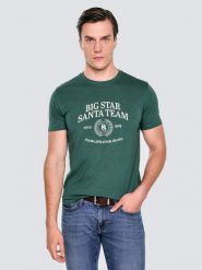 Koszulka męska z nadrukiem zielona Marr 304. Zielone t-shirty męskie Big Star, l, bez wzorów, z bawełny, bez kołnierzyka, bez ramiączek. Za 99.99 zł.