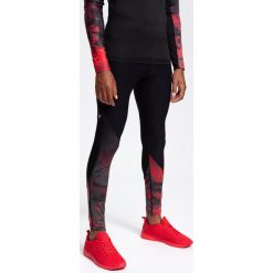 Getry treningowe męskie SPMF201A - czerwony allover. Czerwone legginsy męskie 4f, m, bez wzorów, z dzianiny. W wyprzedaży za 59.99 zł.