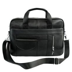 Męska torba skórzana na laptopa Solier SL49 BRANN Czarna. Czarne torby na laptopa męskie bez wzorów, ze skóry. Za 328.99 zł.