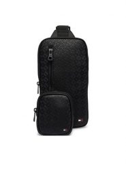 Tommy Hilfiger Saszetka Embossed Flag Sling Bag AM0AM14191 Czarny. Czarne saszetki męskie Tommy Hilfiger, bez wzorów, ze skóry. Za 409.99 zł.