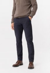 Bawełniane chino R-RICK. Niebieskie spodnie na co dzień męskie Volcano, bez wzorów, z bawełny, eleganckie, z standardowym stanem. Za 179.99 zł.