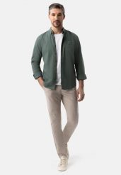 Spodnie w kratkę R-SIMO. Brązowe spodnie na co dzień męskie Volcano, bez wzorów, z materiału, klasyczne. Za 179.99 zł.