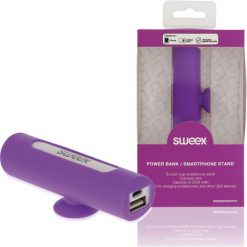 Powerbank Sweex z przyssawką 2500mAh, fioletowy (SW2500PB001PU). Fioletowe powerbanki Sweex. Za 34.02 zł.