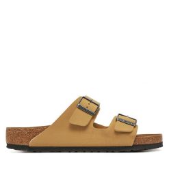 Klapki Birkenstock. Brązowe klapki i japonki męskie Birkenstock, bez wzorów. Za 269.99 zł.