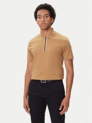 BOSS Polo H-Paras 65 50543880 Beżowy Regular Fit. Brązowe koszulki polo męskie Boss, m, bez wzorów, z bawełny, bez kołnierzyka, bez ramiączek. Za 469.99 zł.