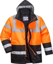 Kurtka męska Portwest S467 - Dwukolorowa kurtka ostrzegawcza Traffic - pomarańczowy 5XL. Brązowe kurtki męskie Portwest, m, bez wzorów, bez ramiączek, bez kaptura. Za 162.94 zł.