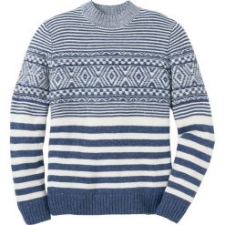 Sweter wzorzysty Regular Fit bonprix indygo + biel wełny. Swetry męskie bonprix. Za 79.99 zł.