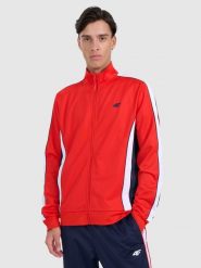 4F Bluza dresowa rozpinana bez kaptura męska - czerwona L. Czerwone bluzy rozpinane męskie 4f, l, bez wzorów, z dresówki, retro, bez ramiączek, bez kaptura. W wyprzedaży za 119.99 zł.