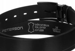 Pasek skórzany Peterson [DH] PTN PS-05M czarny. Czarne paski męskie Peterson, bez wzorów, z jeansu. Za 51.99 zł.