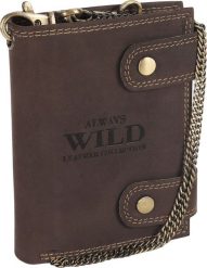 Always Wild Atrakcyjny, skórzany portfel męski z mosiężnym łańcuchem Always Wild Nie dotyczy. Portfele męskie Always Wild, bez wzorów. Za 110.88 zł.