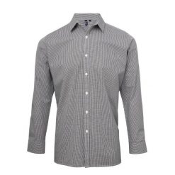 Męska Koszula Z Długim Rękawem Gingham Micro Checked. Białe koszule męskie PREMIER, m, bez wzorów, bez kołnierzyka, bez ramiączek. Za 119.99 zł.