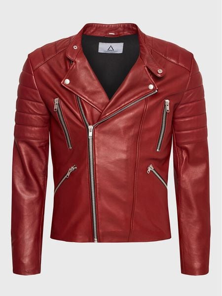 Serge Pariente Kurtka skórzana Gladiator Czerwony Regular Fit. Czerwone kurtki męskie Serge Pariente, m, bez wzorów, ze skóry, bez ramiączek, bez kaptura. Za 939.99 zł.