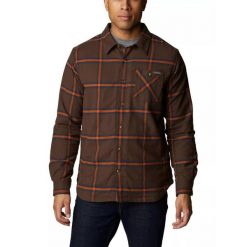 Koszula męska Columbia Cornell Woods Fleece Lined Flannel z długim rękawem. Brązowe koszule męskie Columbia, l, bez wzorów, bez kołnierzyka, bez ramiączek. W wyprzedaży za 279.00 zł.