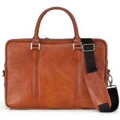 Skórzana torba na laptop Solier SL25 brązowy vintage. Brązowe torby na laptopa męskie Solier, bez wzorów, ze skóry. Za 799.98 zł.