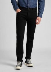 LEE MĘSKIE SPODNIE JEANSOWE LEE Rider CLEAN BLACK 112140635. Czarne jeansy męskie Lee, bez wzorów, z jeansu. Za 219.99 zł.