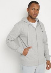 Jasnoszara Bluza z Bawełną Kapturem i Sznurkami Asallin. Szare bluzy z kapturem męskie Born2be, l, bez wzorów, z bawełny, z kapturem. Za 54.99 zł.