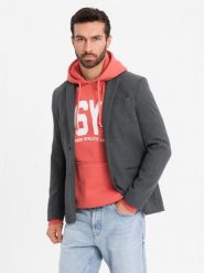 Elegancka marynarka męska z dekoracyjnymi guzikami na mankietach - grafitowa V1 - Rozmiar: L. Szare marynarki męskie Ombre Clothing, l, bez wzorów, z poliesteru. W wyprzedaży za 149.99 zł.