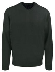 Męski, Bawełniany Sweter w Serek (V-neck) - Adriano Guinari - Ciemna Zieleń. Zielone swetry męskie Adriano Guinari, bez wzorów, z bawełny, biznesowe, bez kołnierzyka, bez ramiączek. Za 169.00 zł.
