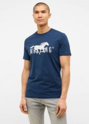 Męski T-Shirt Mustang Style Austin Dress Blues 1016492 5334. T-shirty męskie Mustang, m, bez wzorów, bez kołnierzyka, bez ramiączek. Za 79.99 zł.