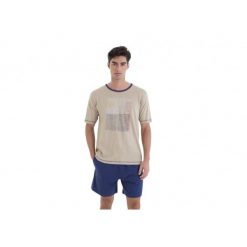 Piżama męska bawełniana rozm. S Gent L251301 beżowa. Brązowe piżamy męskie Massana Homewear, l, bez wzorów, z bawełny, bez kołnierzyka, bez ramiączek. Za 192.00 zł.