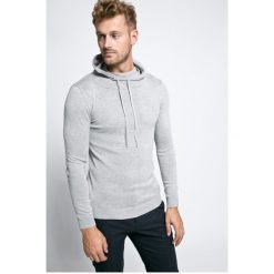 Guess Jeans - Sweter. Szare swetry męskie Guess Jeans, z aplikacjami, z bawełny, z kapturem. W wyprzedaży za 139.90 zł.