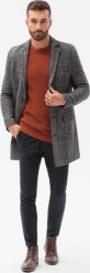 Ombre Płaszcz męski C500 - czarny XL. Czarne płaszcze męskie Ombre, m, bez wzorów, bez kaptura. Za 369.99 zł.