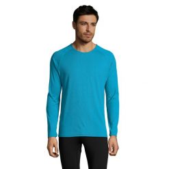 Męska Koszulka Sportowa Z Długim Rękawem. Niebieskie t-shirty sportowe męskie SOL'S, l, bez wzorów, sportowe, bez ramiączek. Za 48.99 zł.