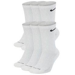 Skarpetki treningowe Nike Cotton Cushioned Dri-Fit 6 pack SX6897-100. Białe buty treningowe męskie Nike, bez wzorów, bez zapięcia, na fitness i siłownię, dri-fit (nike). Za 99.00 zł.
