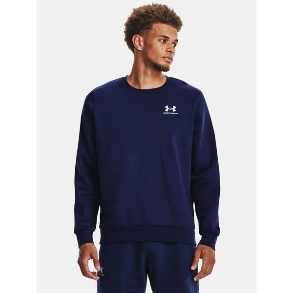 Bluza fitness męska UNDER ARMOUR UA Icon Fleece Crew. Niebieskie bluzy nierozpinane męskie Under Armour, m, bez wzorów, casualowe, bez ramiączek, bez kaptura. Za 154.99 zł.