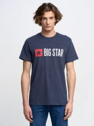 Koszulka męska z logo BIG STAR granatowa Quado 403. Niebieskie t-shirty męskie Big Star, l, bez wzorów, z denimu, bez kołnierzyka, bez ramiączek. W wyprzedaży za 99.99 zł.