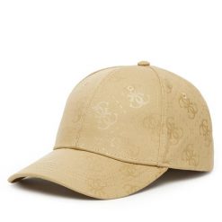 Czapka z daszkiem Guess. Brązowe czapki męskie Guess, z aplikacjami. Za 129.99 zł.
