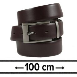 Pasek do Spodni Męski, Ciemny Brązowy 100cm, Skórzany, Elegancki, Możliwość Skrócenia -ZET. Brązowe paski męskie Zet, bez wzorów, ze skóry, eleganckie. Za 89.00 zł.