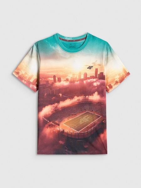 4F T-shirt regular z nadrukiem męski - multikolor XXL. T-shirty męskie 4f, m, bez wzorów, z materiału, bez kołnierzyka, bez ramiączek. Za 79.99 zł.