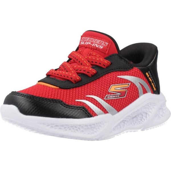 Buty SKECHERS SLIP-INS METEOR LIGHTS Czerwony. Czerwone buty trekkingowe męskie Skechers, bez wzorów, z syntetyku, bez zapięcia, trekkingowe, skechers sport. Za 240.99 zł.