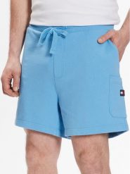 Tommy Jeans Szorty sportowe DM0DM16330 Błękitny Regular Fit. Niebieskie szorty sportowe męskie Tommy Jeans, bez wzorów, z bawełny, sportowe. Za 299.99 zł.