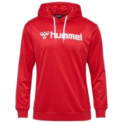 Bluza z kapturem Hummel Logo. Czerwone bluzy nierozpinane męskie HUMMEL, bez wzorów, z kapturem. Za 166.50 zł.