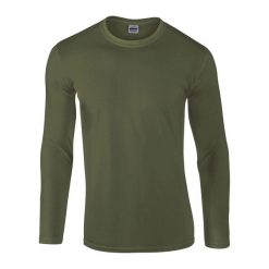 Koszulka Z Długim Rękawem Unisex Softstyle Dla Dorosłych. Zielone koszulki męskie z długim rękawem GILDAN, s, bez wzorów, sportowe, bez kołnierzyka, bez ramiączek. Za 65.99 zł.