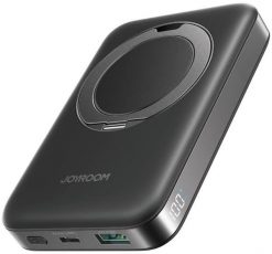 Magnetyczny bezprzewodowy powerbank Joyroom JR-PBM12 22,5W z uchwytem (czarny). Czarne powerbanki Joyroom. Za 114.14 zł.