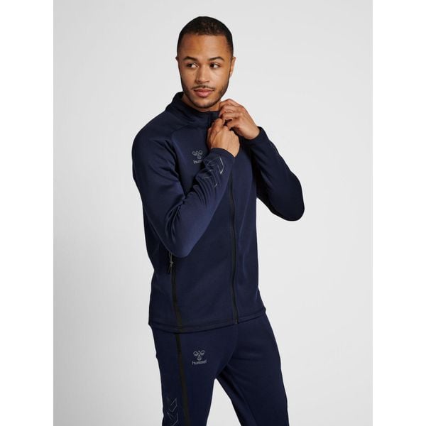 Bluza dresowa zapinana na zamek błyskawiczny Hummel Cima XK. Niebieskie bluzy rozpinane męskie HUMMEL, xl, bez wzorów, z dresówki, sportowe, bez ramiączek, bez kaptura. Za 338.90 zł.