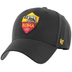 Czapka z daszkiem męska ITFL AS Roma Basic Cap. Czarne czapki męskie 47 Brand, bez wzorów, z bawełny, sportowe. Za 99.99 zł.