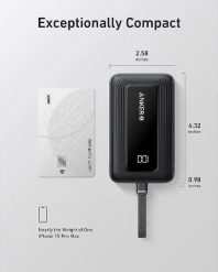 Anker Power Bank with Built-In USB-C Cable | A1688H11 | 10000 mAh | Black. Czarne powerbanki Anker. Za 118.50 zł.