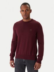 BOSS Sweter Kanovano_S 50527583 Bordowy Regular Fit. Czerwone kardigany męskie Boss, bez wzorów, z bawełny, bez kołnierzyka, bez ramiączek. Za 567.07 zł.