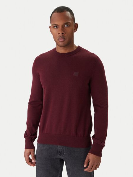 BOSS Sweter Kanovano_S 50527583 Bordowy Regular Fit. Czerwone kardigany męskie Boss, m, bez wzorów, z bawełny, bez ramiączek. Za 561.10 zł.