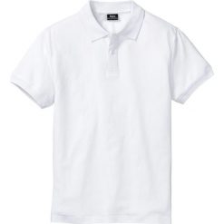 Shirt polo z bawełny pique bonprix biały. Białe koszulki polo męskie bonprix, m, bez wzorów, z bawełny, bez kołnierzyka, bez ramiączek. Za 27.99 zł.