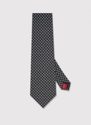 PAKO LORENTE - Jedwabny krawat z monogramem PL. Czarne krawaty i muchy męskie Pako Lorente, bez wzorów, z jedwabiu. Za 149.99 zł.