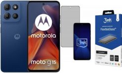 Smartfon Motorola Moto G15 8/128GB Granatowy (PB6E0062PL) + FlexibleGlass. Niebieskie smartfony Motorola. Za 422.00 zł.