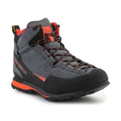 Buty trekkingowe męskie La Sportiva La Boulder X Mid Gtx. Brązowe buty trekkingowe męskie La Sportiva, bez wzorów, z materiału, za kostkę, bez zapięcia. Za 1,099.99 zł.