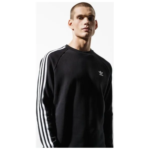 Adidas Bluza 3-Stripes Crew , czarny, rozmiar XL. Czarne bluzy nierozpinane męskie ADIDAS, m, z aplikacjami, z bawełny, bez ramiączek, bez kaptura. Za 249.99 zł.