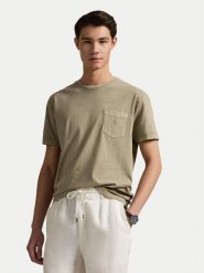 Polo Ralph Lauren T-Shirt 710969628006 Khaki Custom Slim Fit. Brązowe koszulki polo męskie Polo Ralph Lauren, m, bez wzorów, z bawełny, bez kołnierzyka, bez ramiączek. Za 249.99 zł.