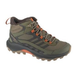 Buty trekkingowe męskie, Speed Strike 2 Mid GTX. Zielone buty trekkingowe męskie Merrell, bez wzorów, sportowe, bez obcasa, bez zapięcia. Za 599.99 zł.